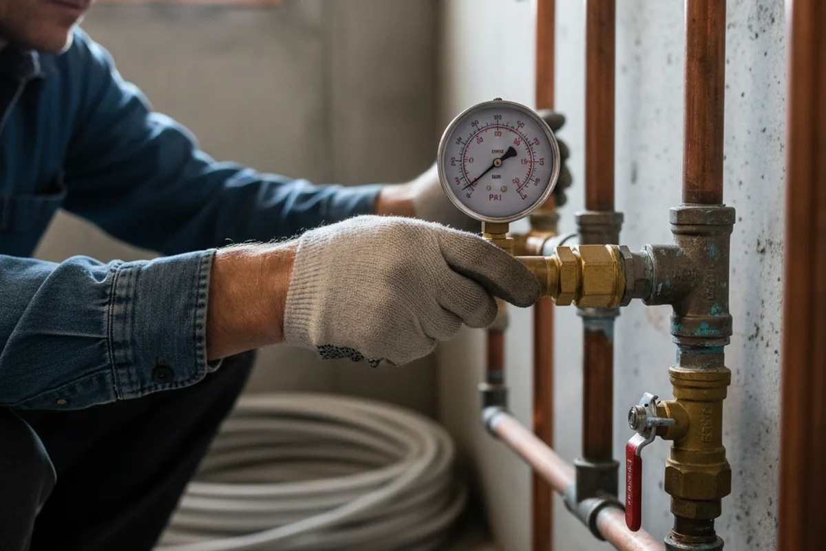 Pressure testing a repaired line during Water Line Repair in Shushan
